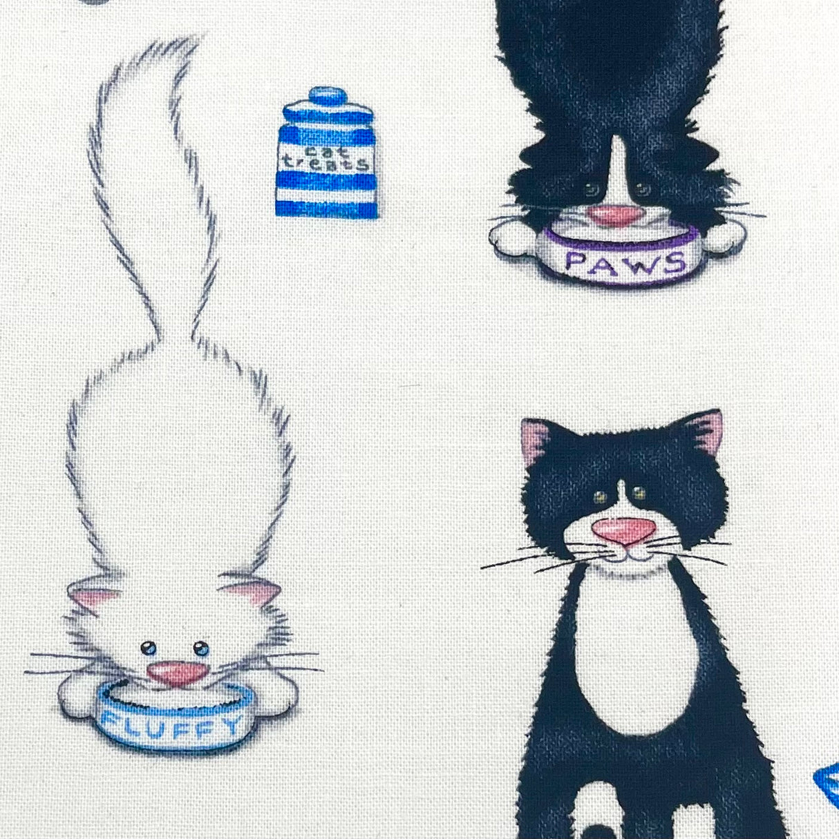 Cats Meow Fabric – Stacked Cats on White, 100% Cotton, Henry Glass HG1141.11