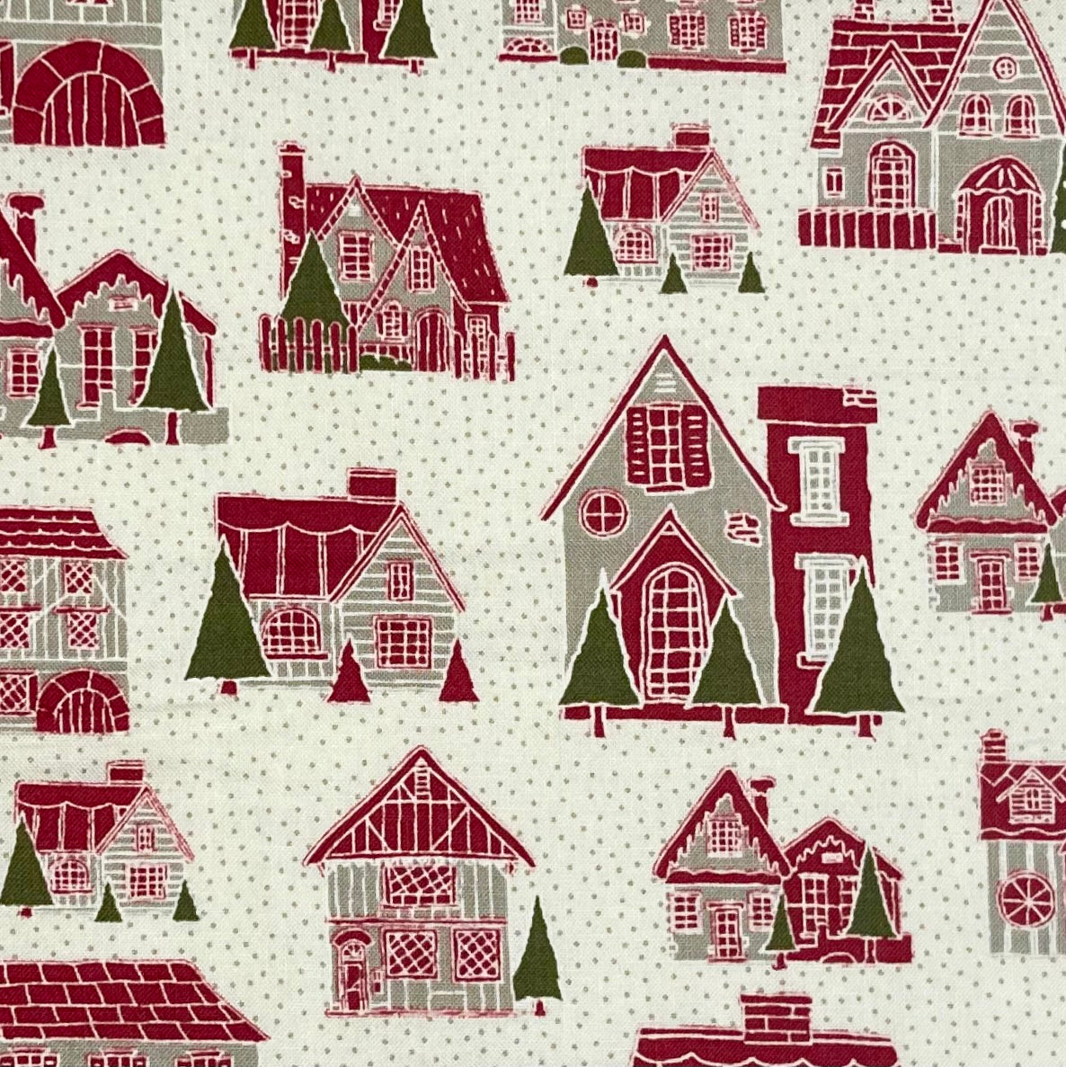 Petites Maisons De Noël Fabric EOB | French General | Moda M13790.12