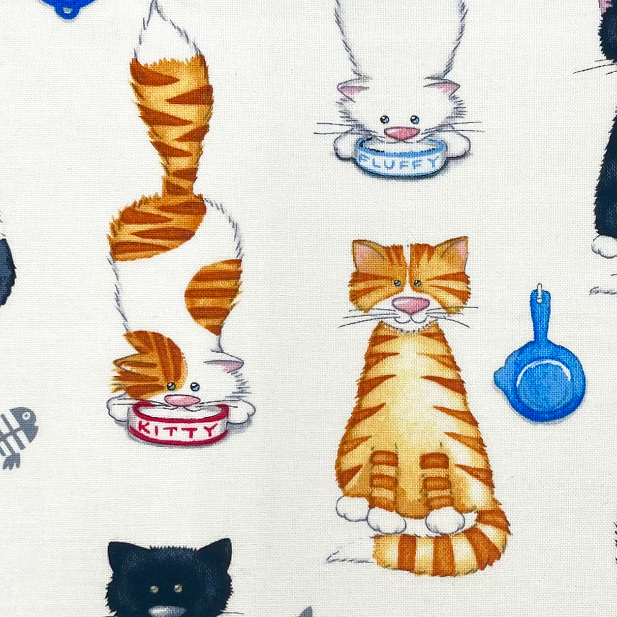 Cats Meow Fabric – Stacked Cats on White, 100% Cotton, Henry Glass HG1141.11