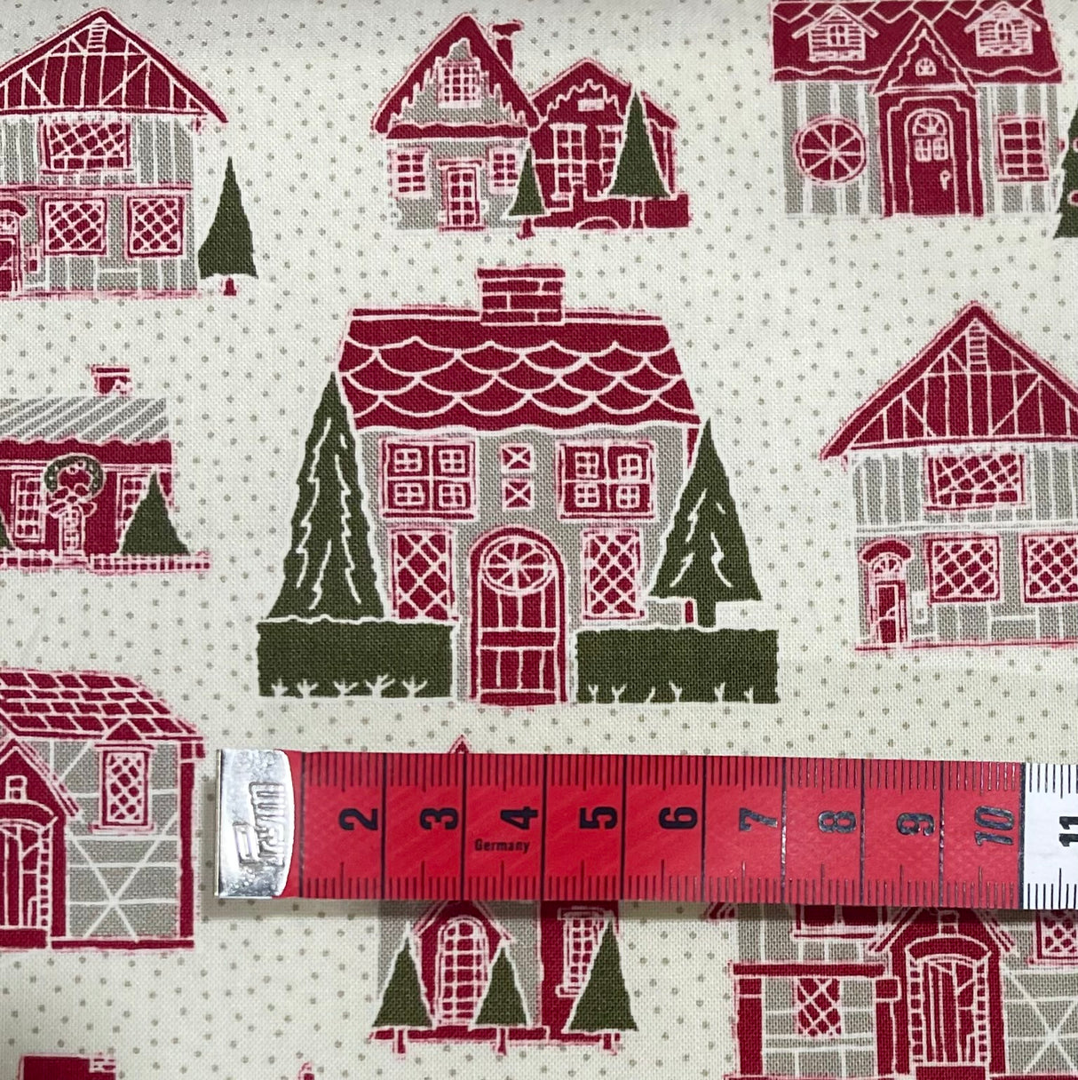 Petites Maisons De Noël Fabric EOB | French General | Moda M13790.12