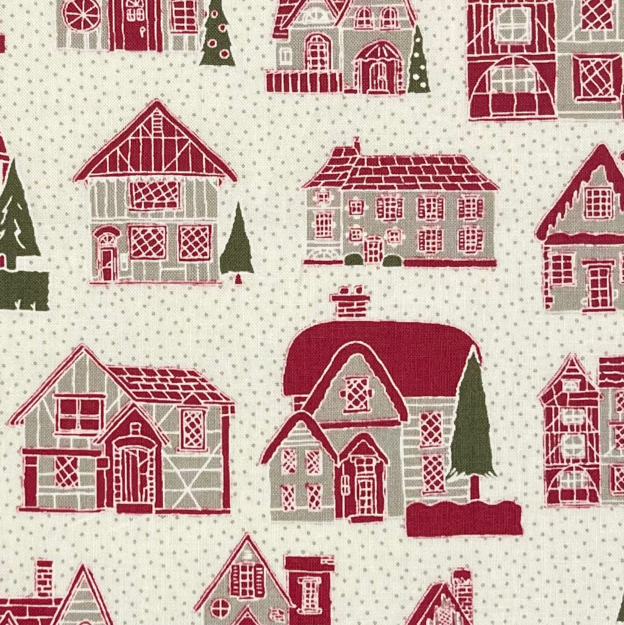 Petites Maisons De Noël Fabric EOB | French General | Moda M13790.12