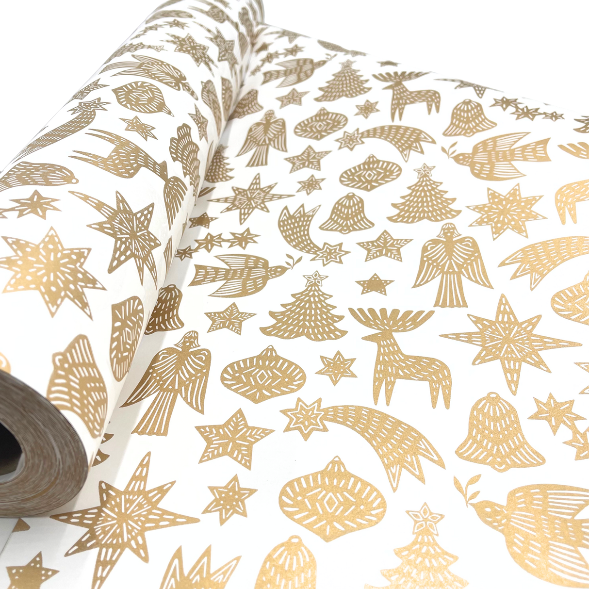 Xmas Gold Gift Wrapping Paper – 80gsm, 60cm Wide | Festive Christmas Wrap