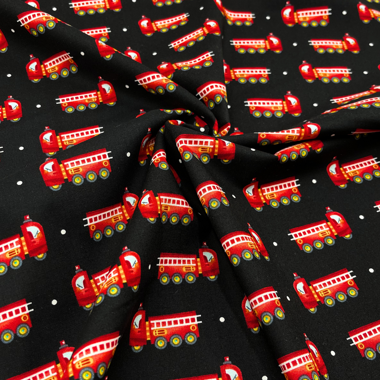 Be My Hero Fire Truck Fabric by Henry Glass HG1090-99