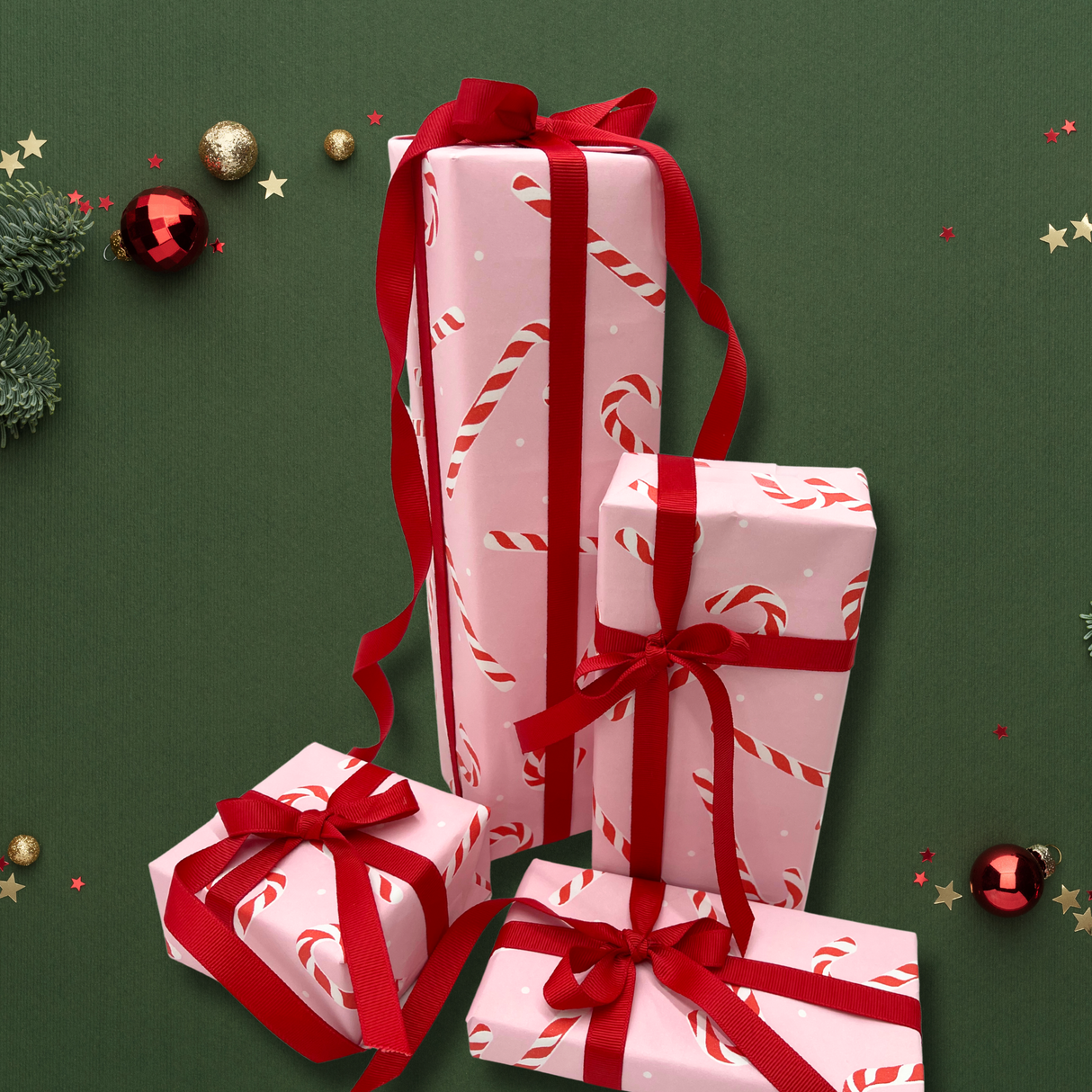 Candy Cane Pink Gift Wrapping Paper – 80gsm, 60cm Wide | Festive Christmas Wrap