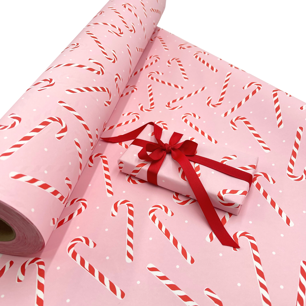 Candy Cane Pink Gift Wrapping Paper – 80gsm, 60cm Wide | Festive Christmas Wrap