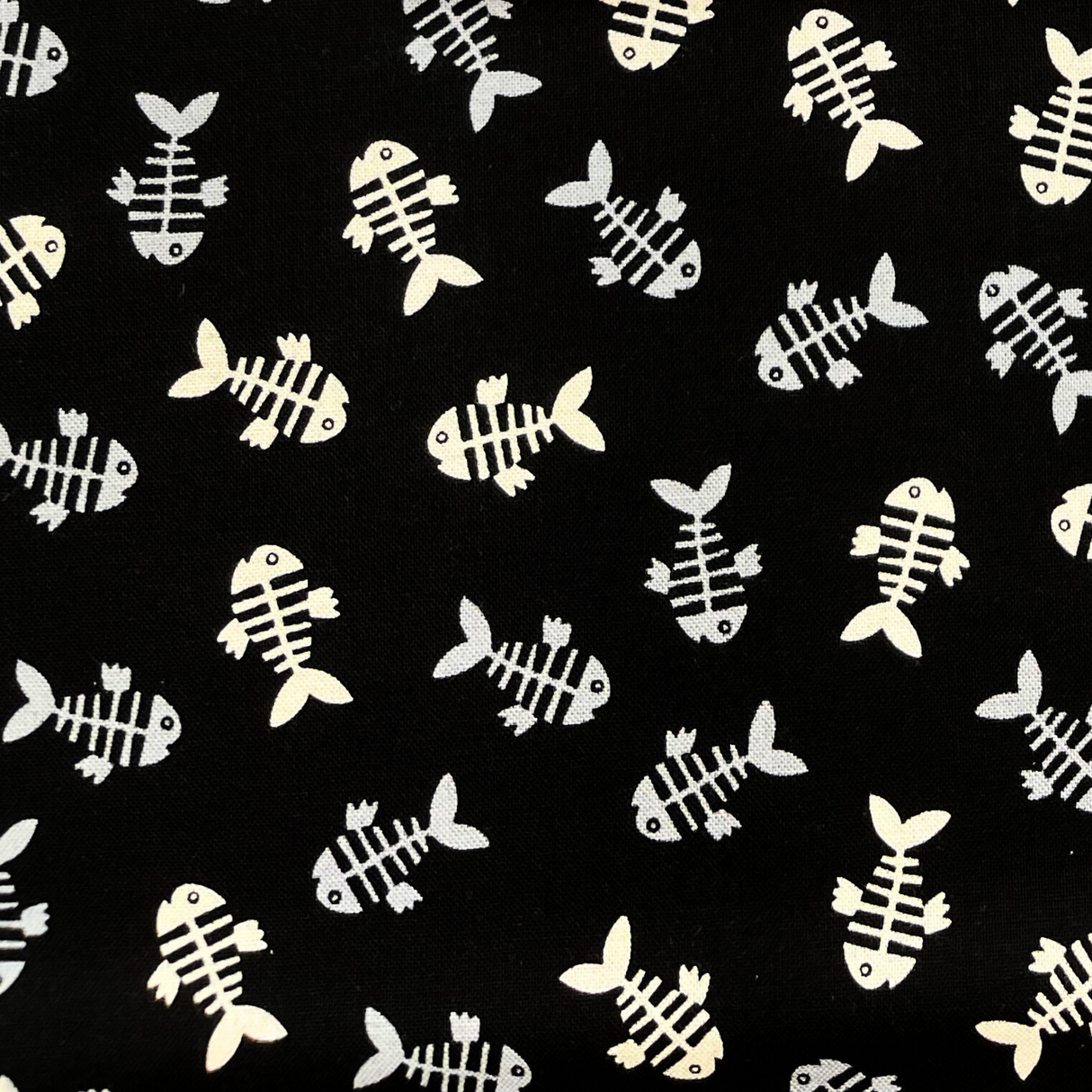 Cats Meow Black Fish Bones Fabric – 100% Cotton Quilting Fabric by Henry Glass (SKU: HG-1142.99Black)