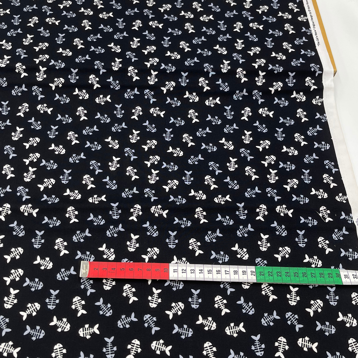 Cats Meow Black Fish Bones Fabric – 100% Cotton Quilting Fabric by Henry Glass (SKU: HG-1142.99Black)