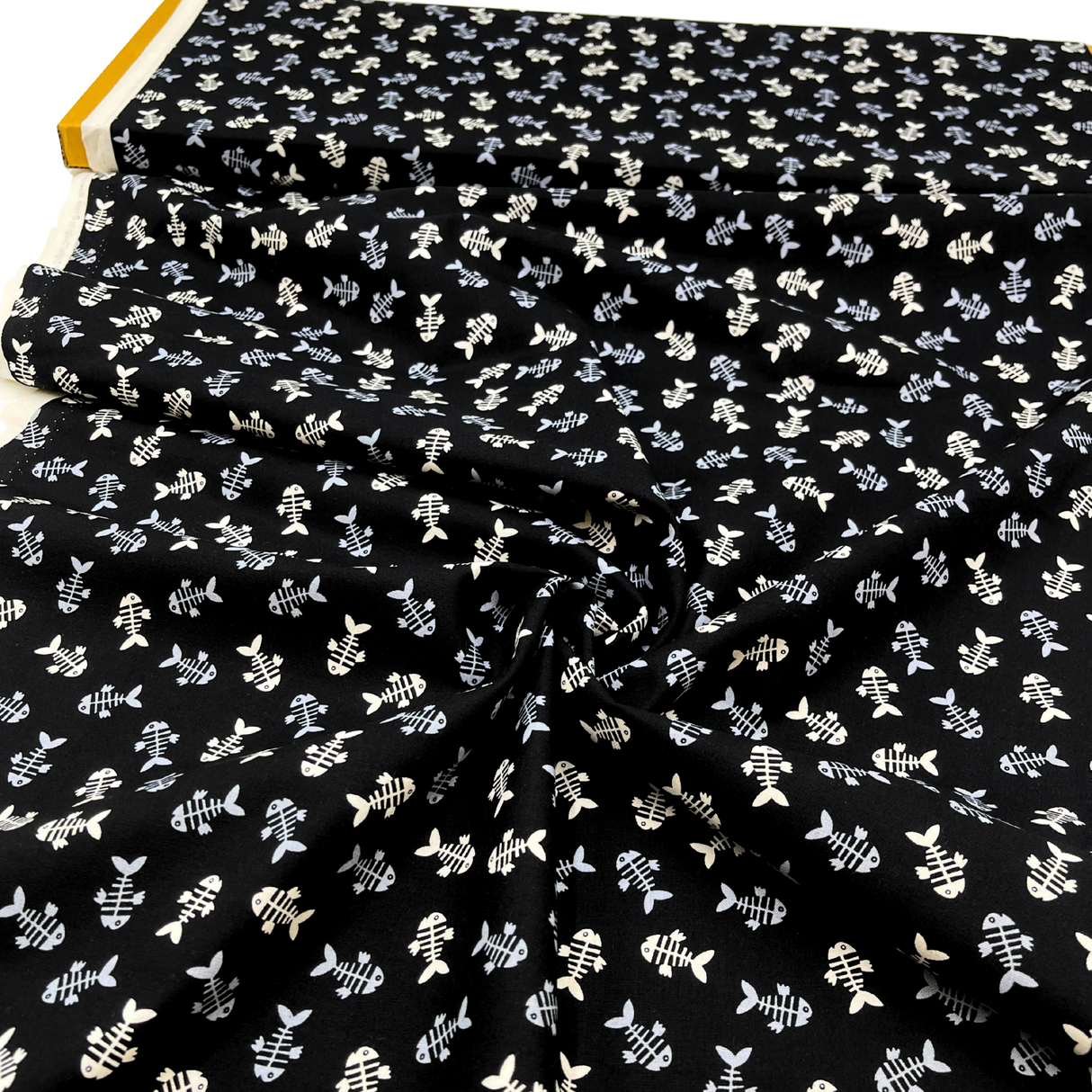 Cats Meow Black Fish Bones Fabric – 100% Cotton Quilting Fabric by Henry Glass (SKU: HG-1142.99Black)