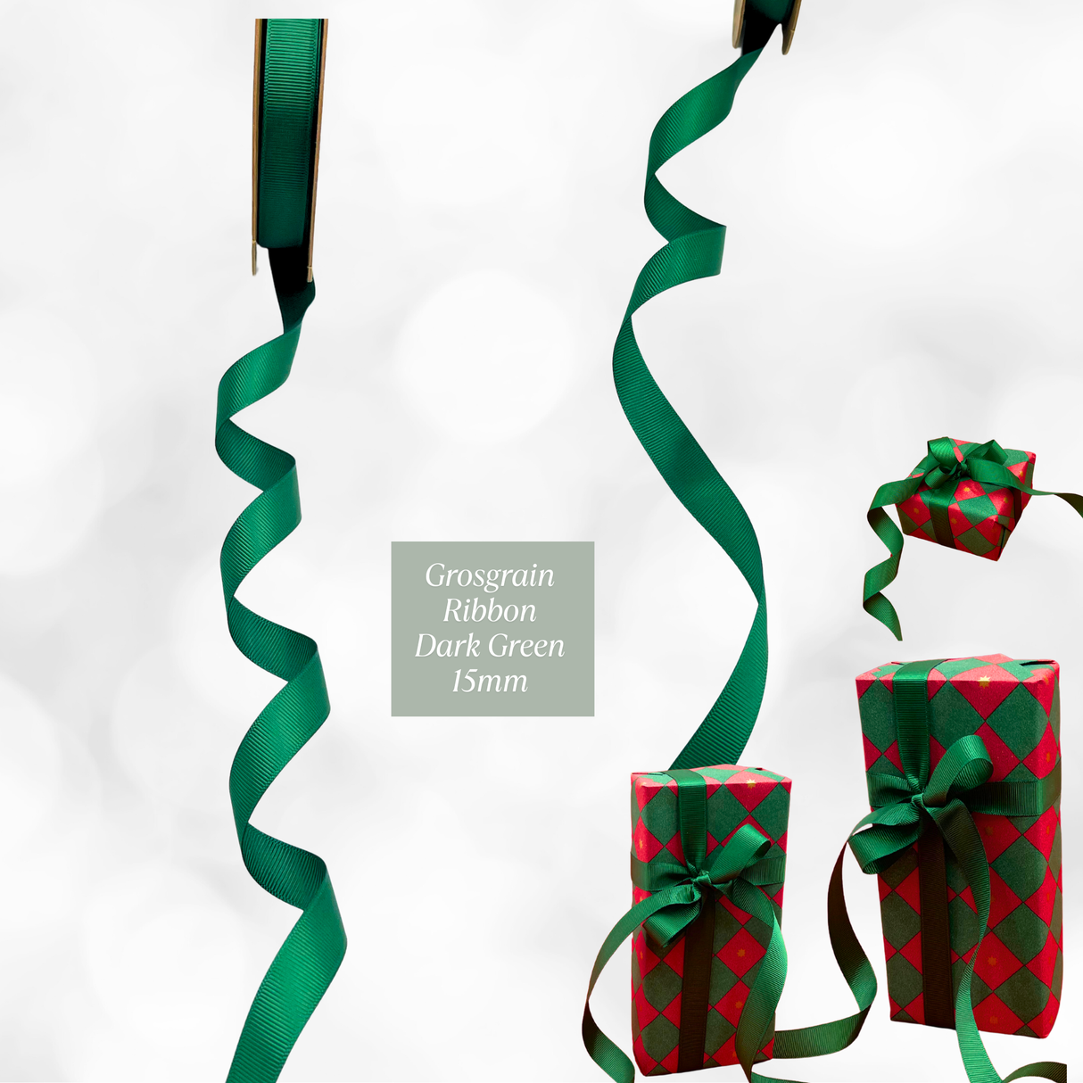 Dark Green Grosgrain Ribbon – 15mm Gift Ribbon