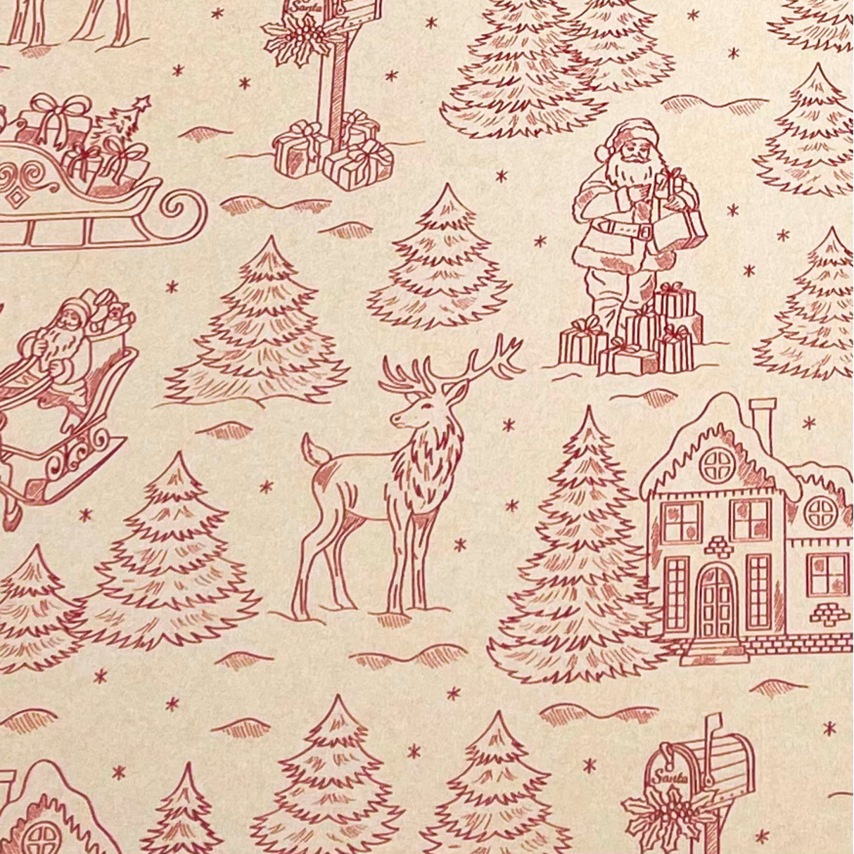Christmas Toile Gift Wrapping Paper – 80gsm 60cm Wide | Festive Christmas Wrap
