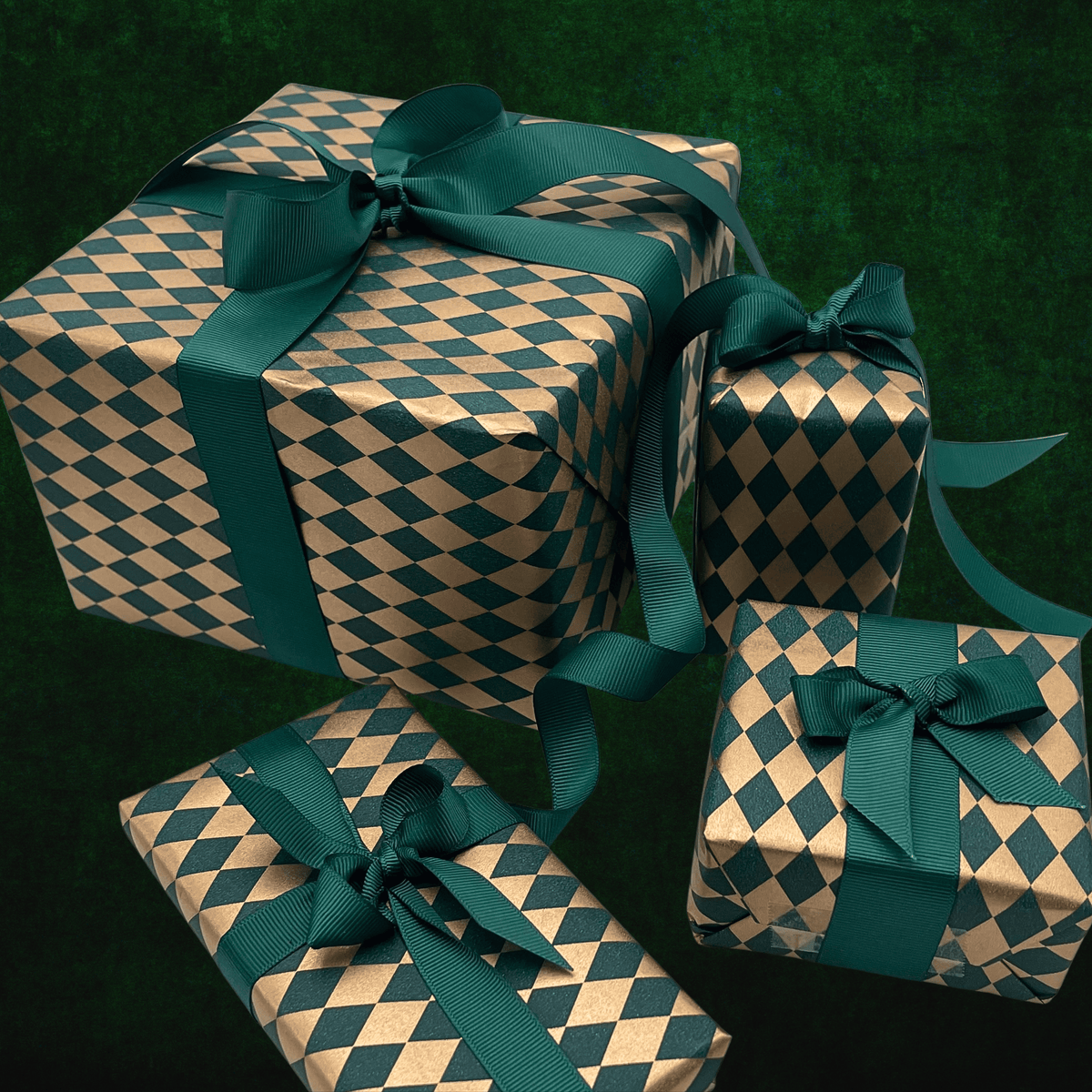 Diamonds Forest Gift Wrapping Paper – Gold & Green Christmas Wrap