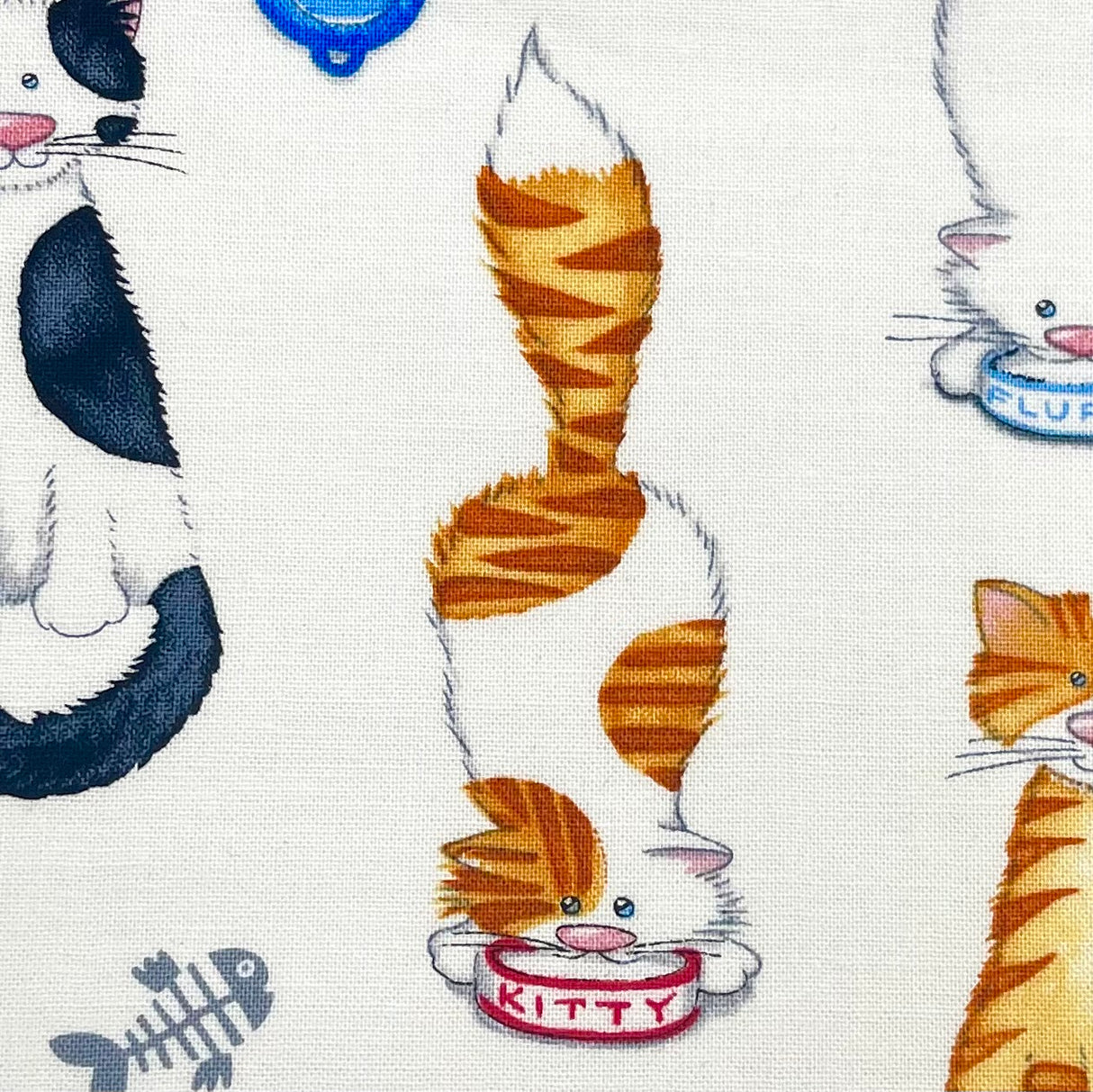 Cats Meow Fabric – Stacked Cats on White, 100% Cotton, Henry Glass HG1141.11