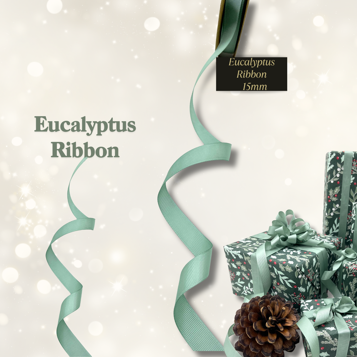 Eucalyptus Grosgrain Ribbon – 15mm Gift Wrap Ribbon
