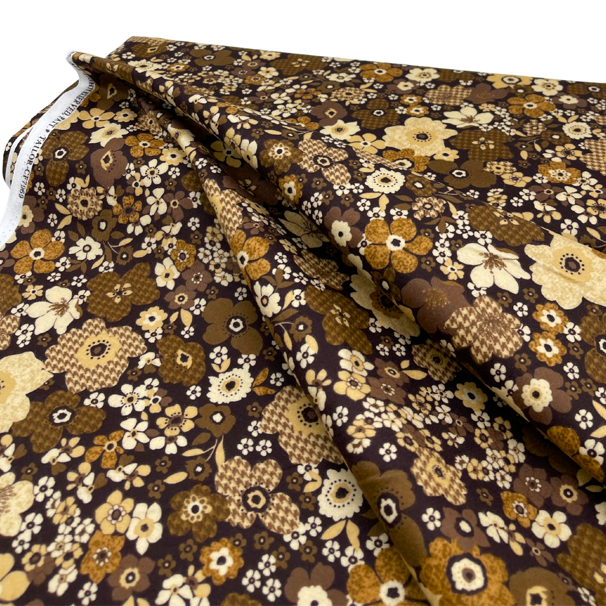 Tailor Brown Floral Fabric – Luxurious Soft Flannel – Timeless Treasures TT.CF7969.Brown