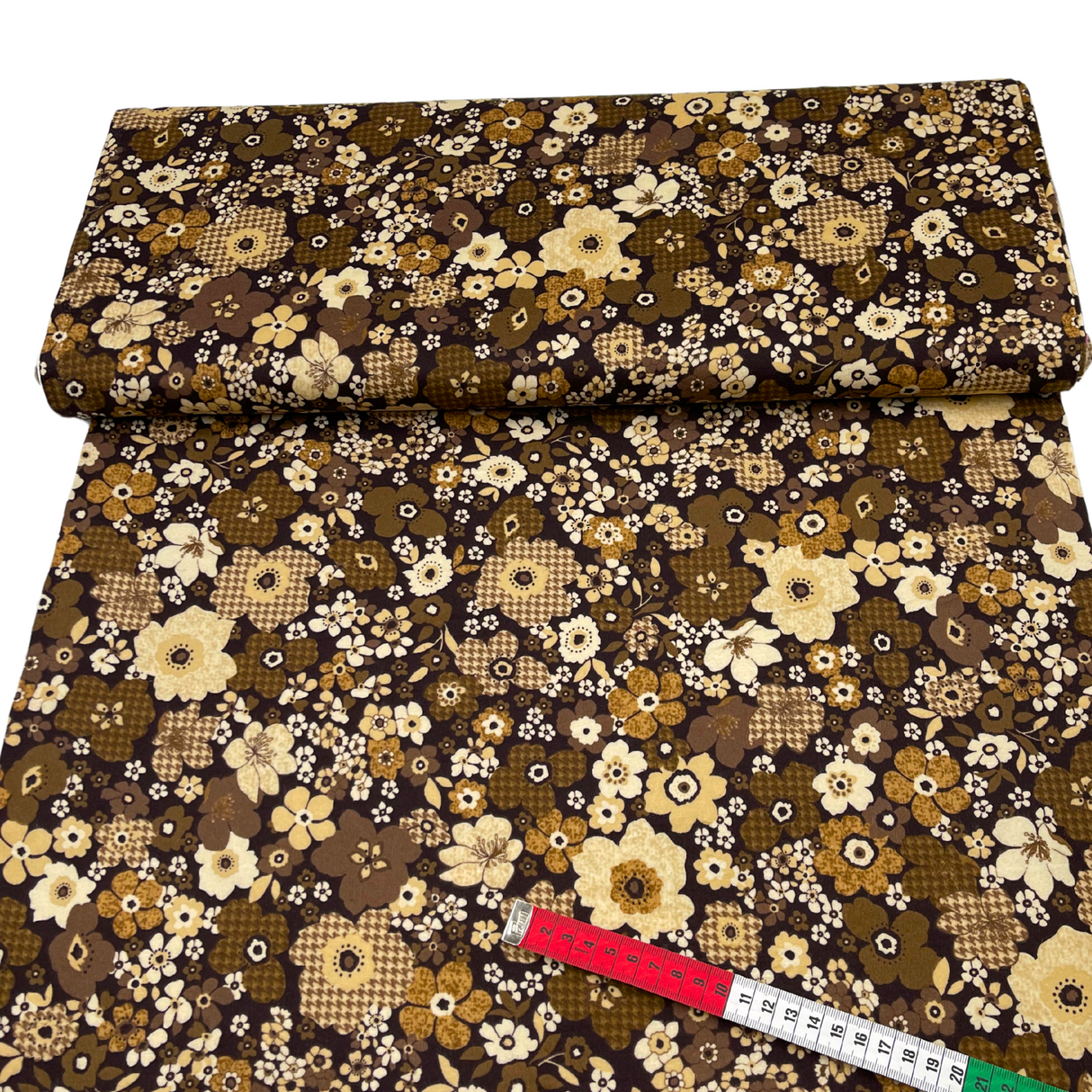 Tailor Brown Floral Fabric – Luxurious Soft Flannel – Timeless Treasures TT.CF7969.Brown