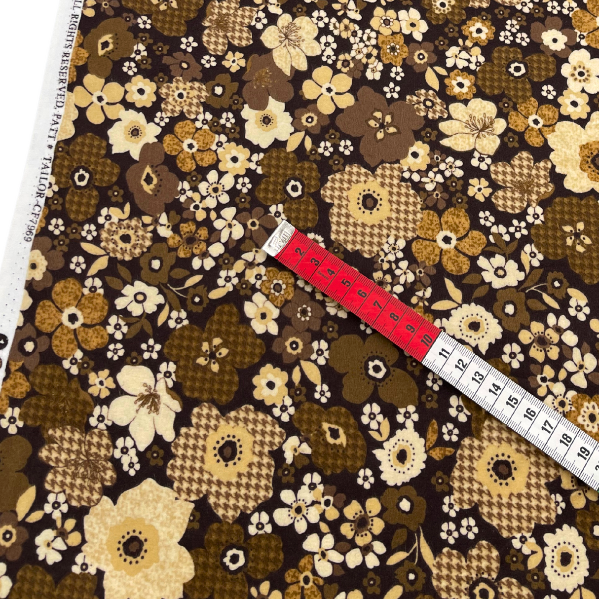 Tailor Brown Floral Fabric – Luxurious Soft Flannel – Timeless Treasures TT.CF7969.Brown