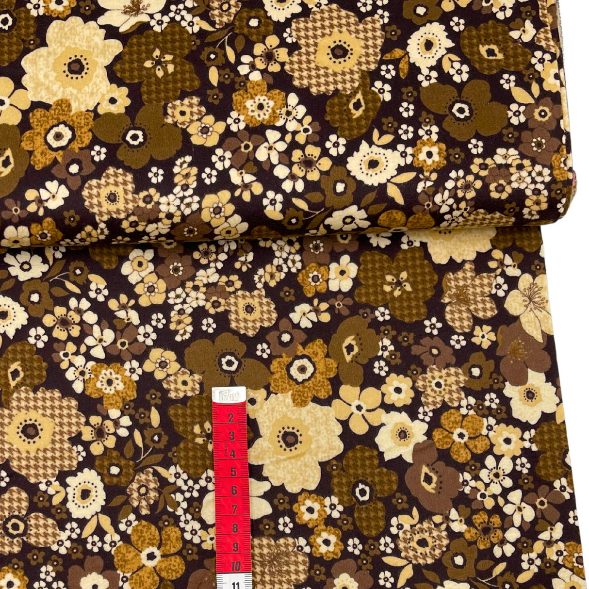 Tailor Brown Floral Fabric – Luxurious Soft Flannel – Timeless Treasures TT.CF7969.Brown