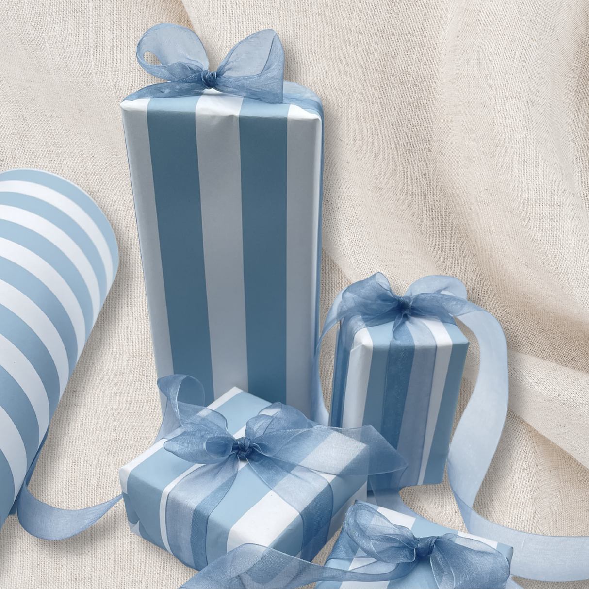 French Blue Pavilion - Eco-Friendly Gift Wrapping Paper - 60cm Wide