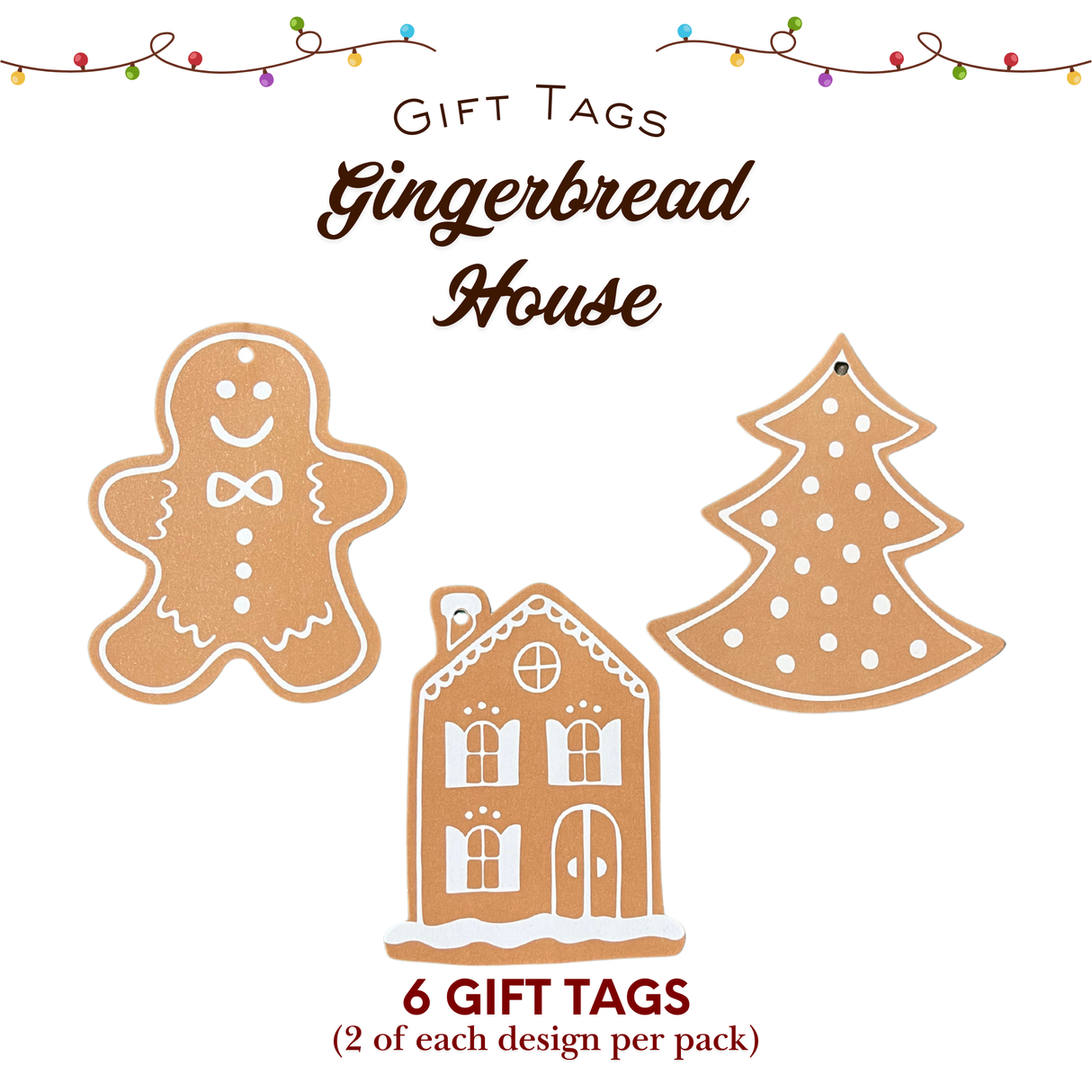 Gift Tags Gingerbread – 6 Pack | Christmas Gift Tags