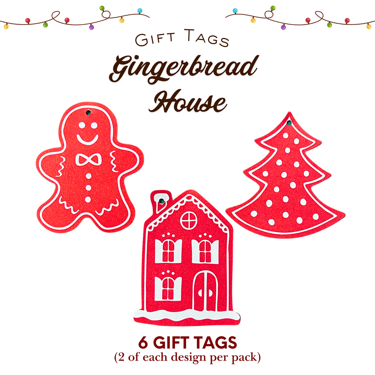 Gift Tags Gingerbread Red – 6 Pack | Christmas Gift Tags