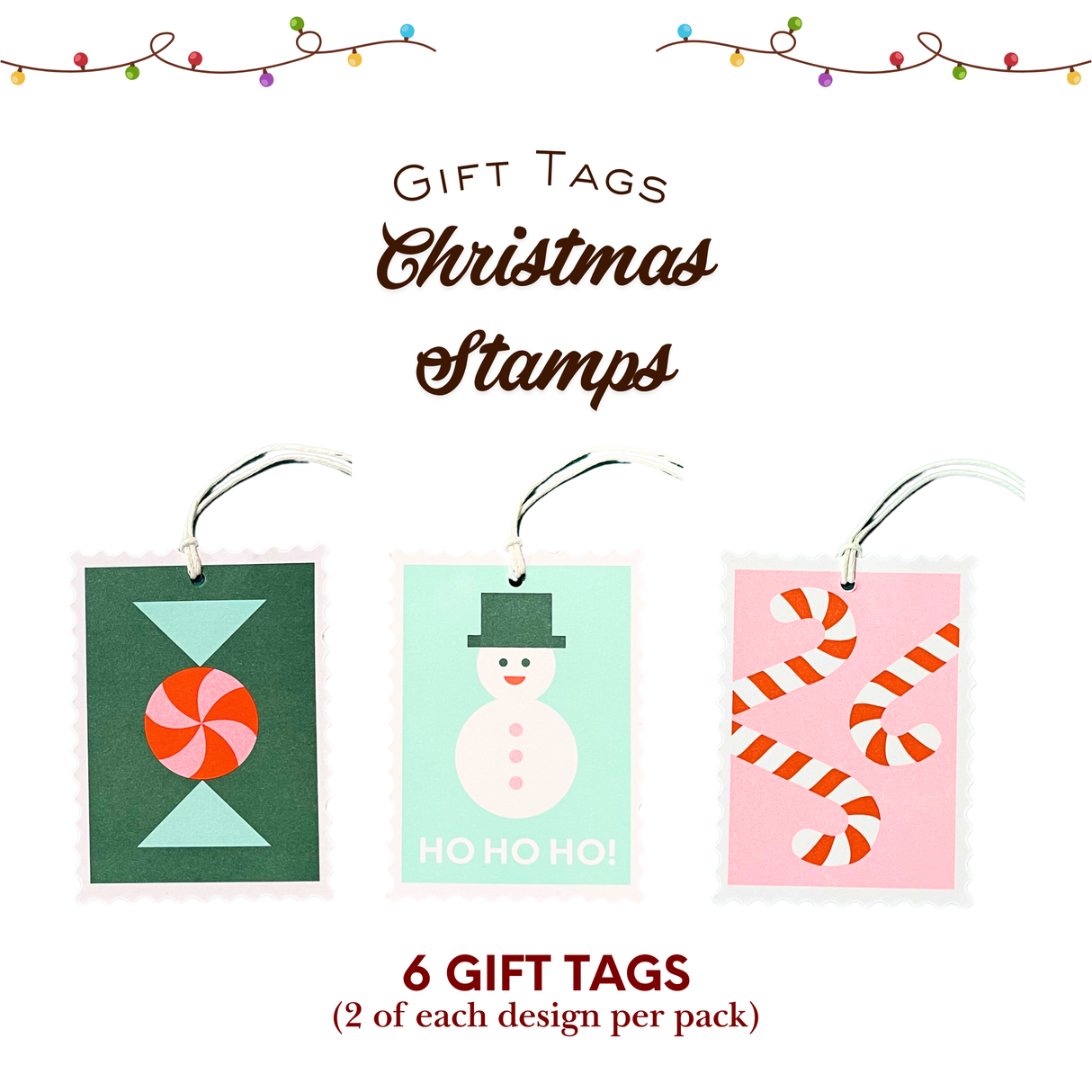 Gift Tags Christmas Stamps – 6 Pack | Christmas Gift Tags