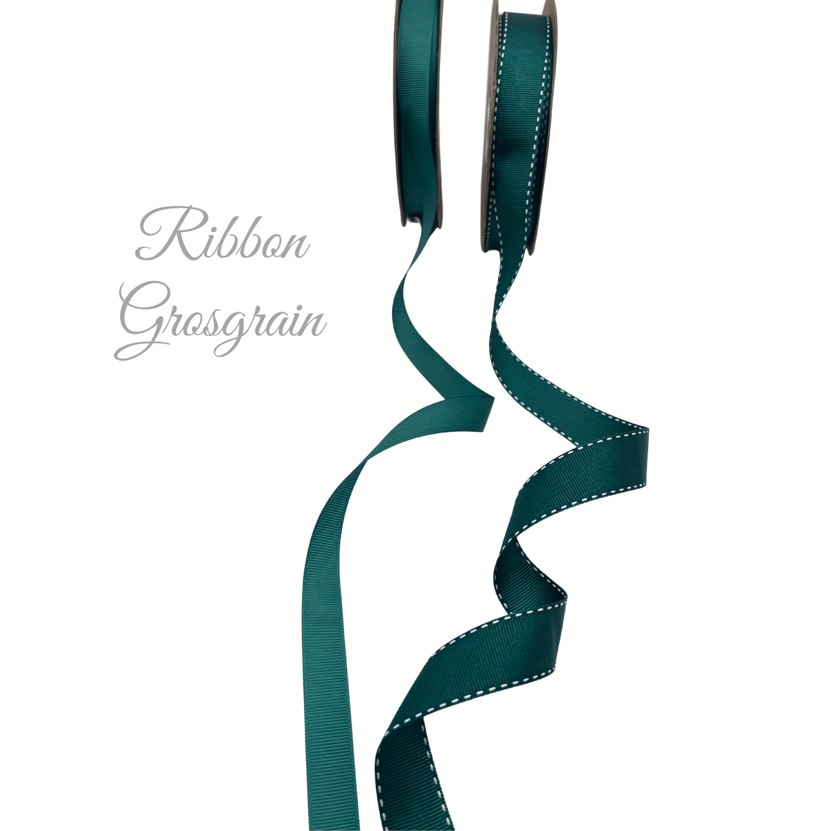 Hunter Green Stitch & Evergreen Grosgrain Gift Ribbon