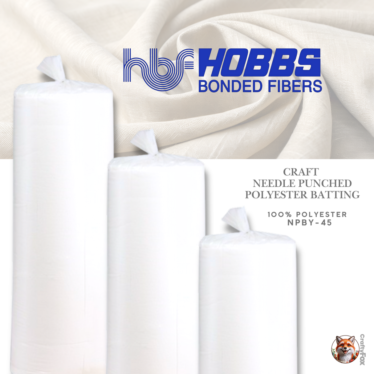 Hobbs Needle Punched Polyester Quilt Batting – 45″ Wide (NPBY-45)