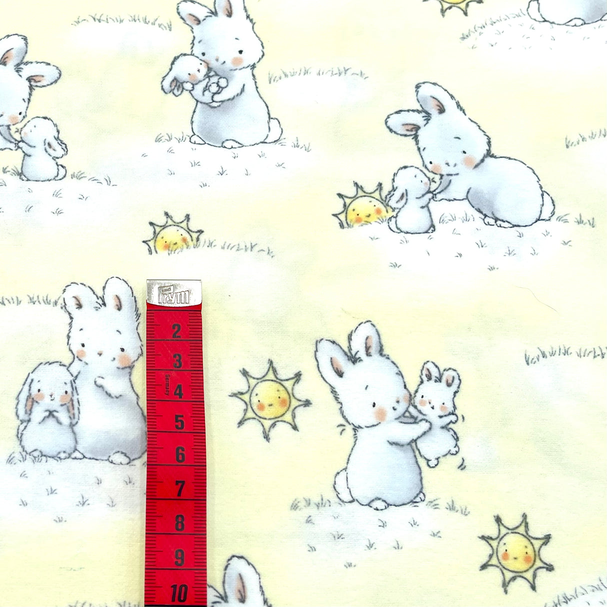 Bunnies Little Ones with Sunshine - Timeless Treasures - Cotton Flannel Fabric - End of Bolt
