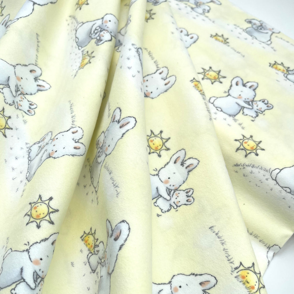 Bunnies Little Ones with Sunshine - Timeless Treasures - Cotton Flannel Fabric - End of Bolt