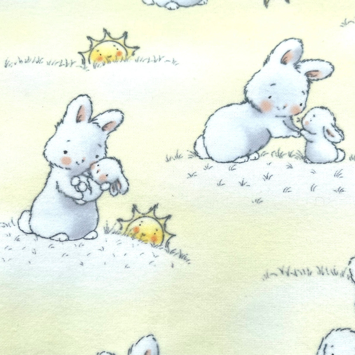 Bunnies Little Ones with Sunshine - Timeless Treasures - Cotton Flannel Fabric - End of Bolt