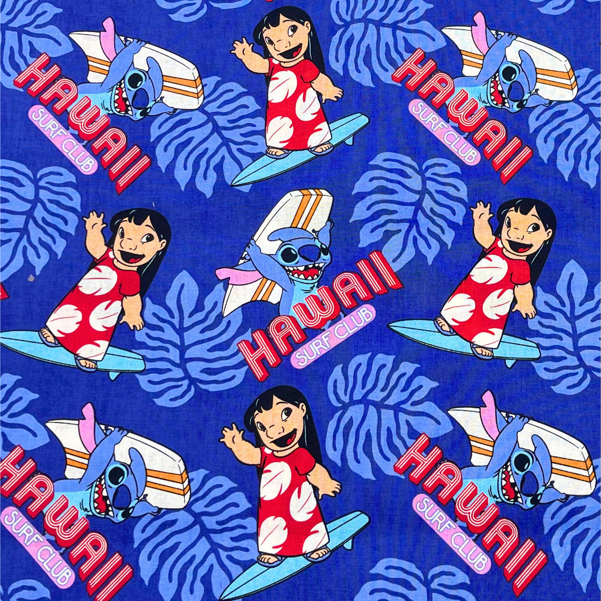 Surf’s Up Lilo & Stitch Cotton Fabric – Rare & Out of Print – Springs Creative SC59298