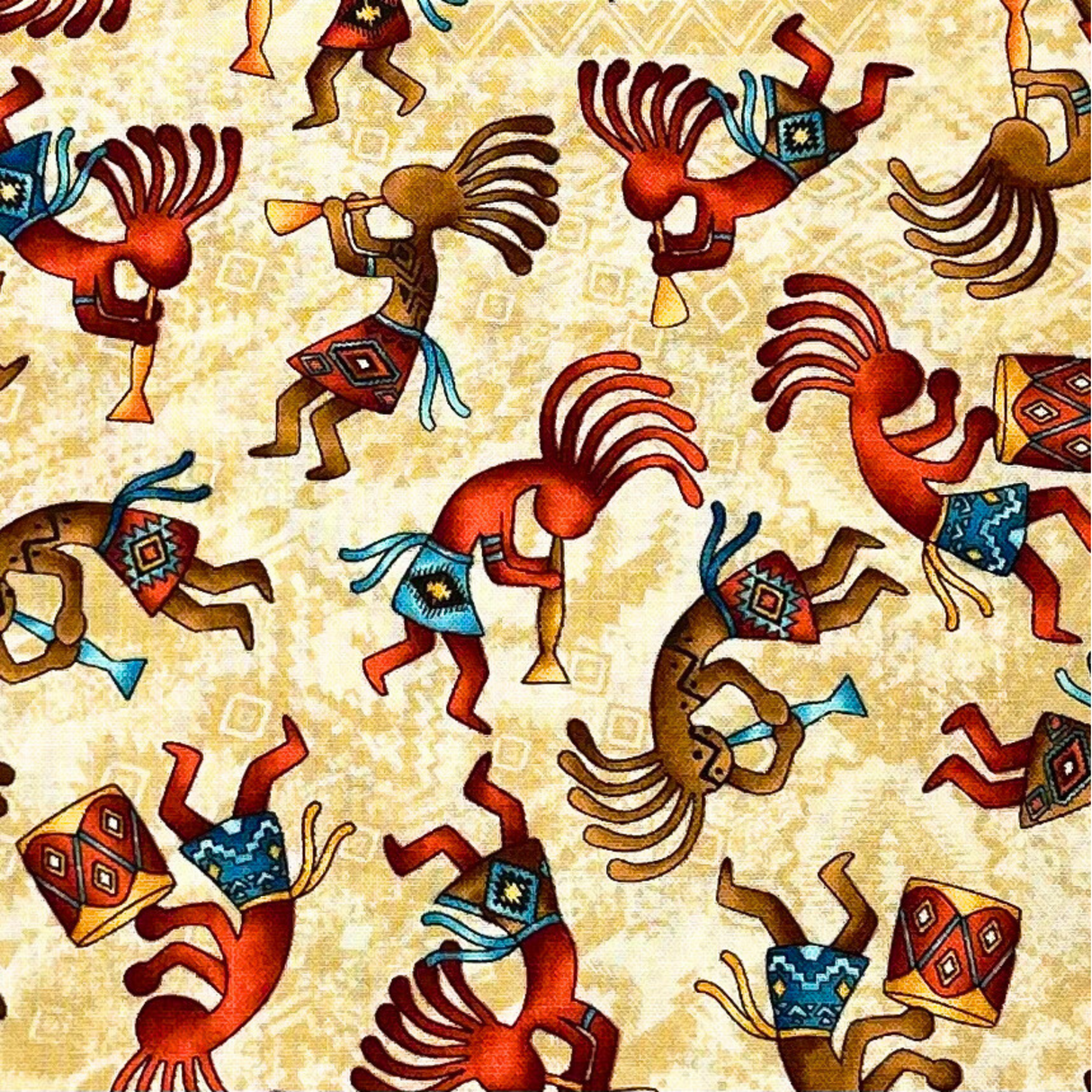 Out West Kokopelli Cotton Quilting Fabric - Timeless Treasures TT-C5038Tan