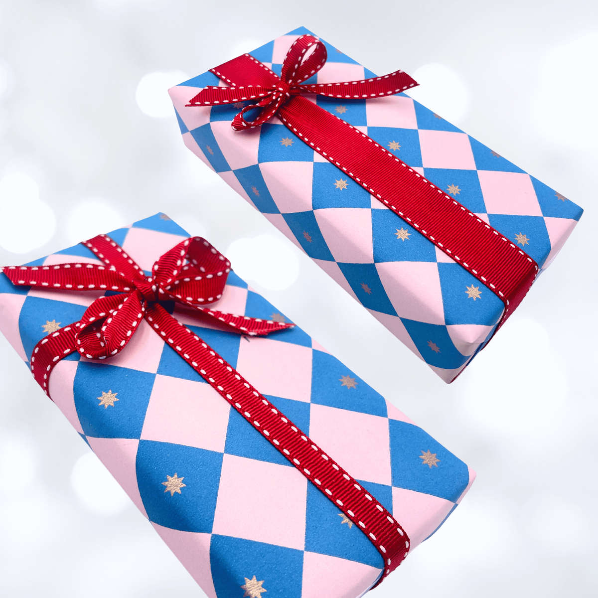 Checkerboard Gift Wrapping Paper – Electric Blue & Pink