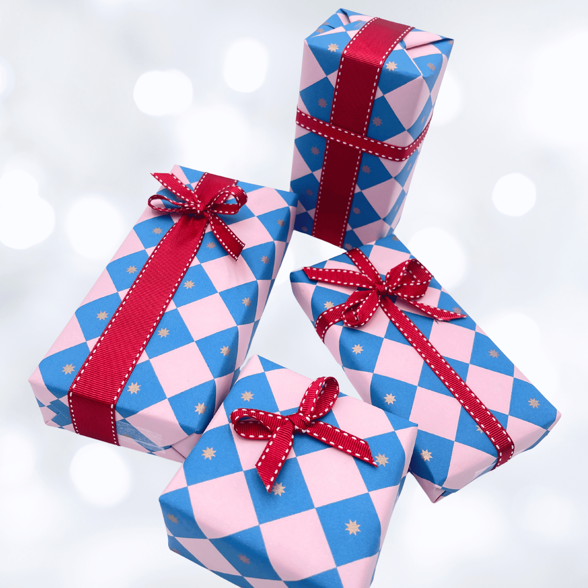 Checkerboard Gift Wrapping Paper – Electric Blue & Pink