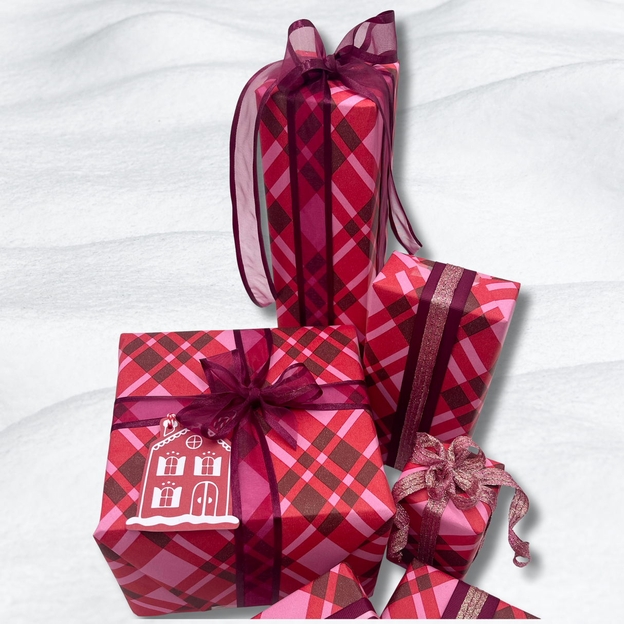 Pink Candy Plaid Gift Wrapping Paper – 80gsm, 60cm Wide