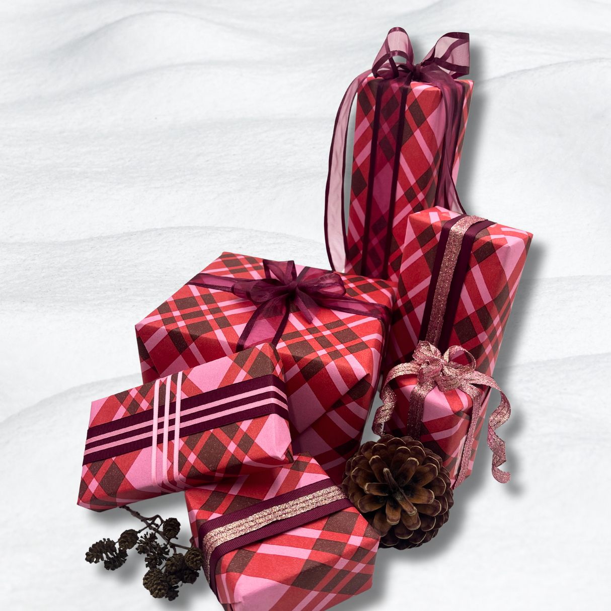 Pink Candy Plaid Gift Wrapping Paper – 80gsm, 60cm Wide