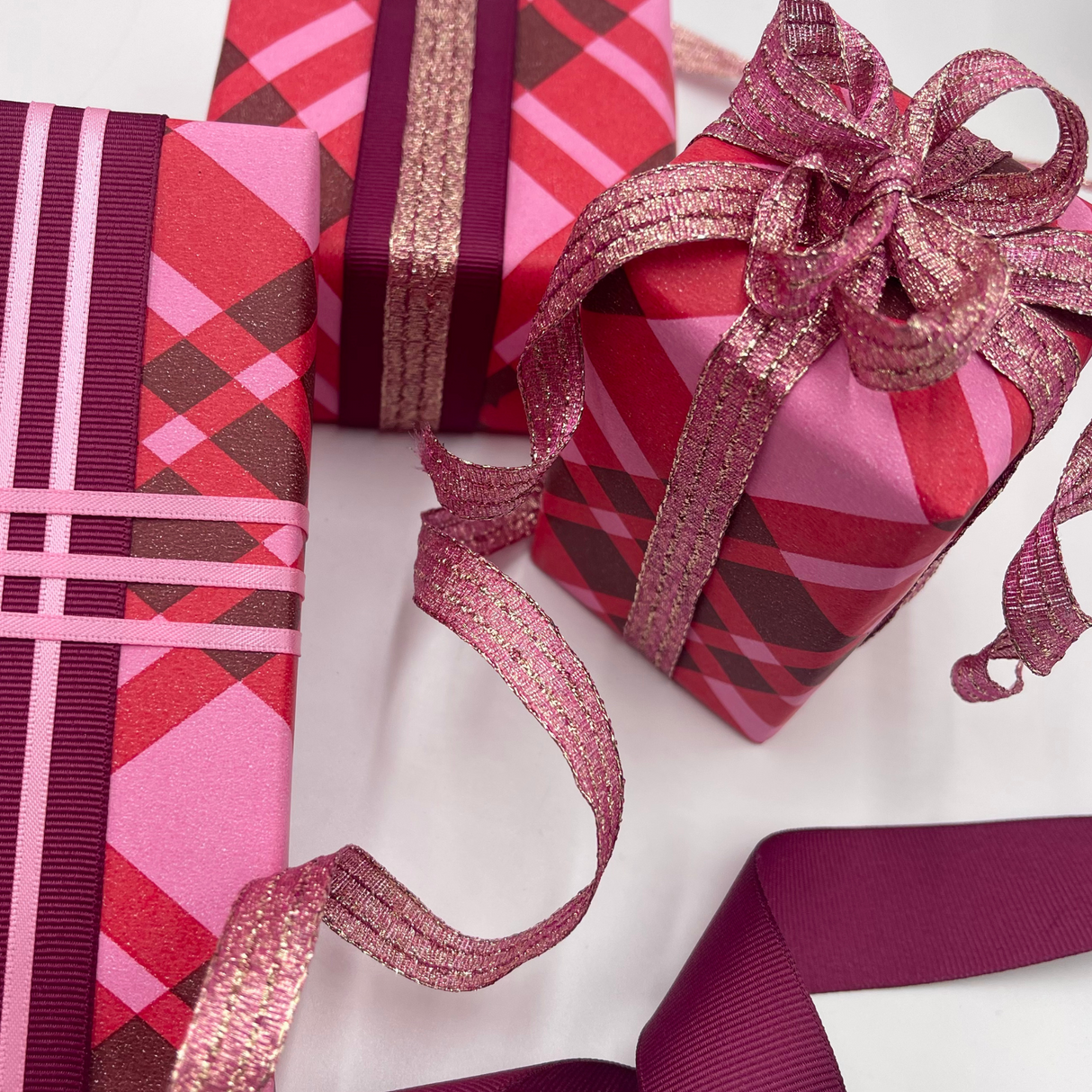 Pink Candy Plaid Gift Wrapping Paper – 80gsm, 60cm Wide