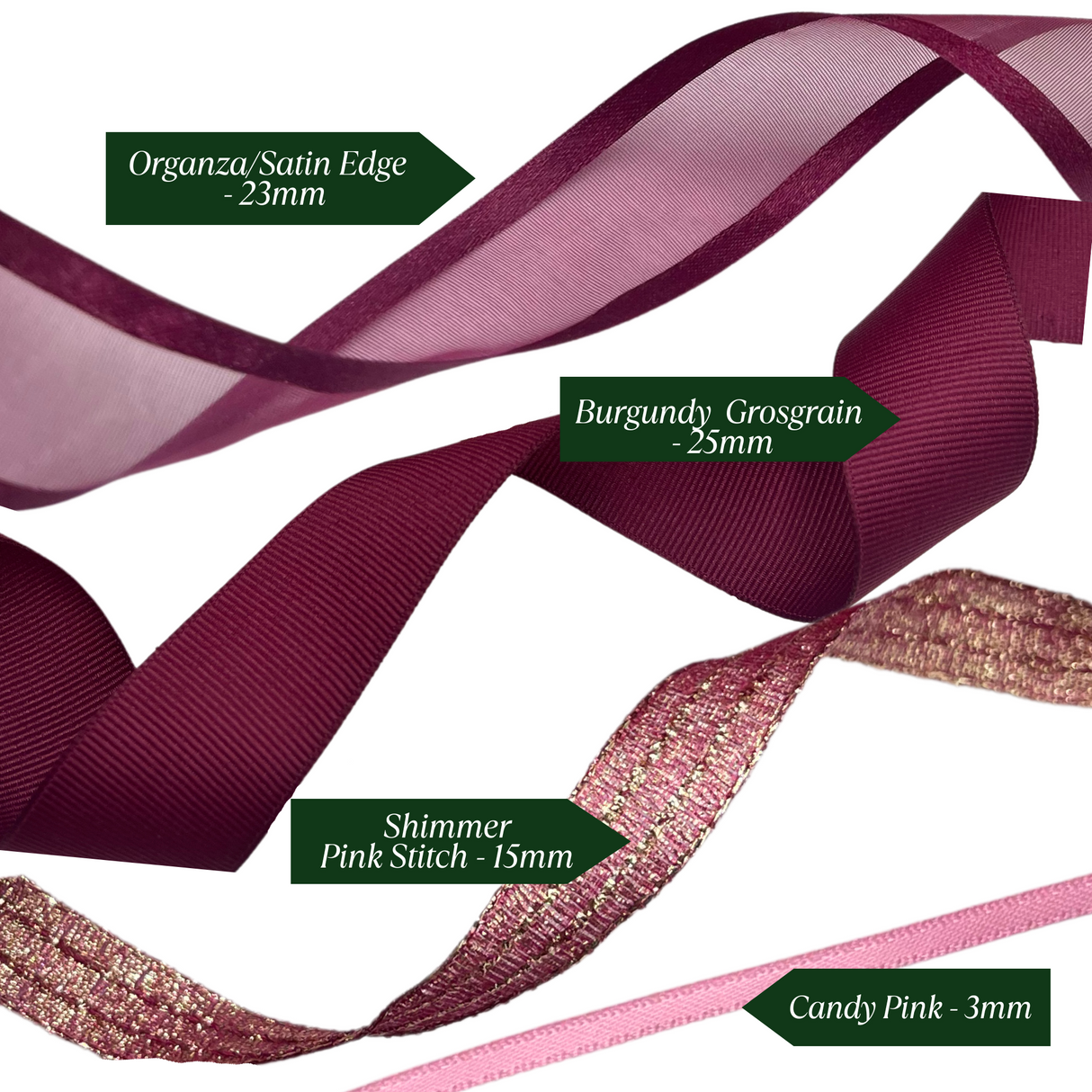 Organza Satin Burgundy Ribbon – Multiple Ribbon Options