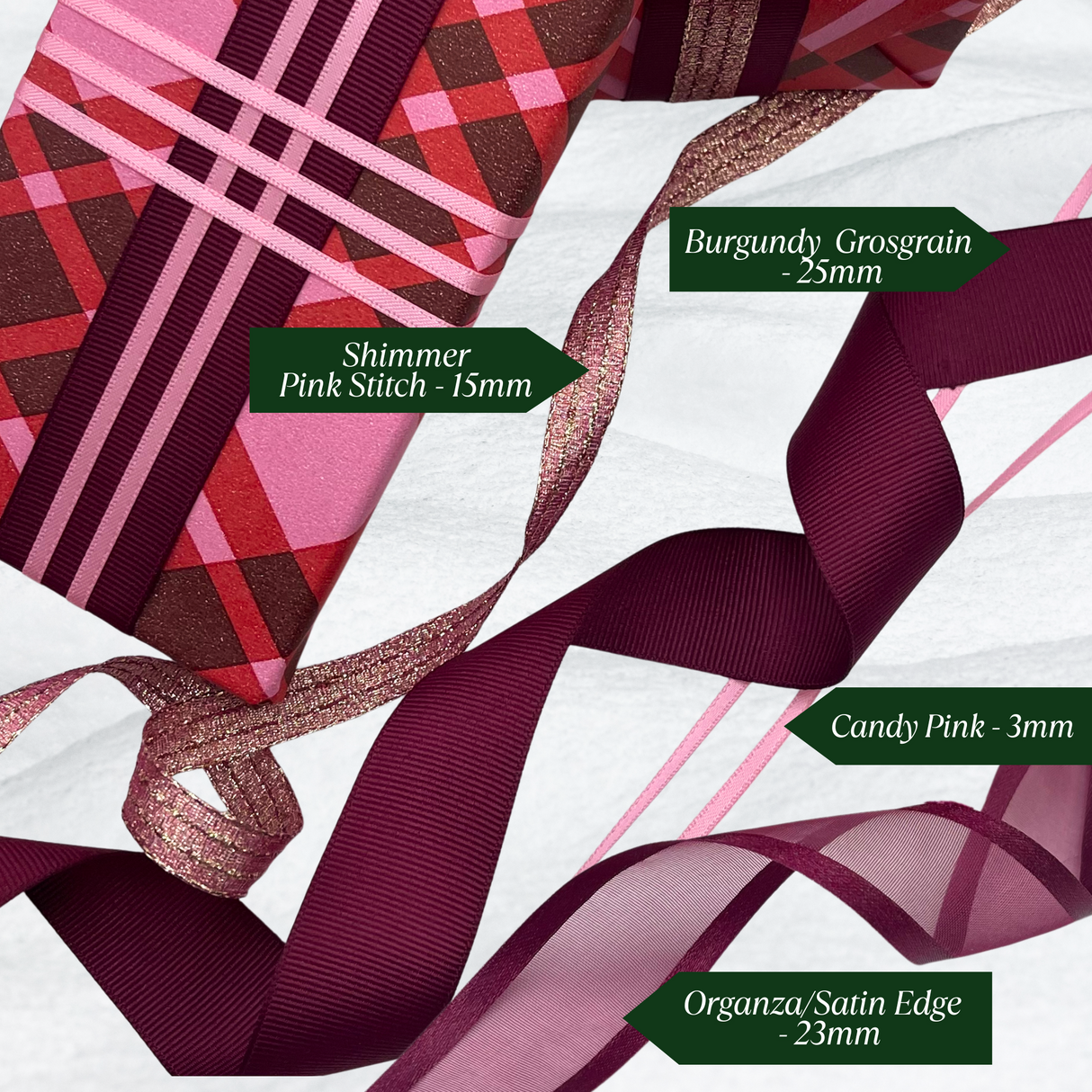 Organza Satin Burgundy Ribbon – Multiple Ribbon Options