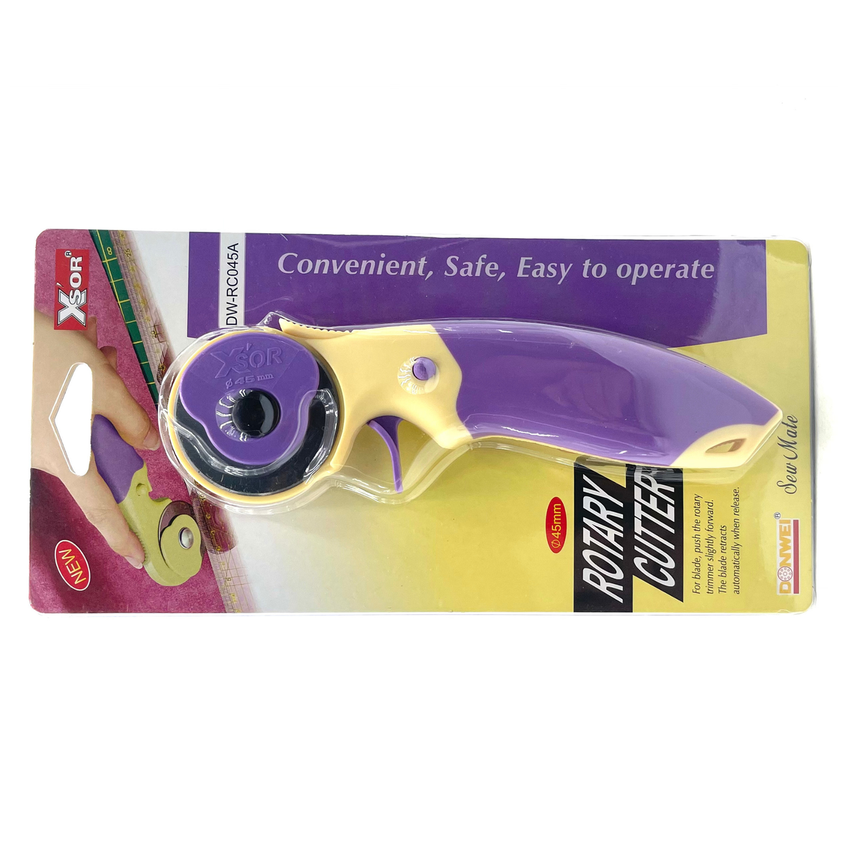 Rotary Cutter with 45mm Blade – Ergonomic Safety Quilting Cutter | SewMate DW-RC045A