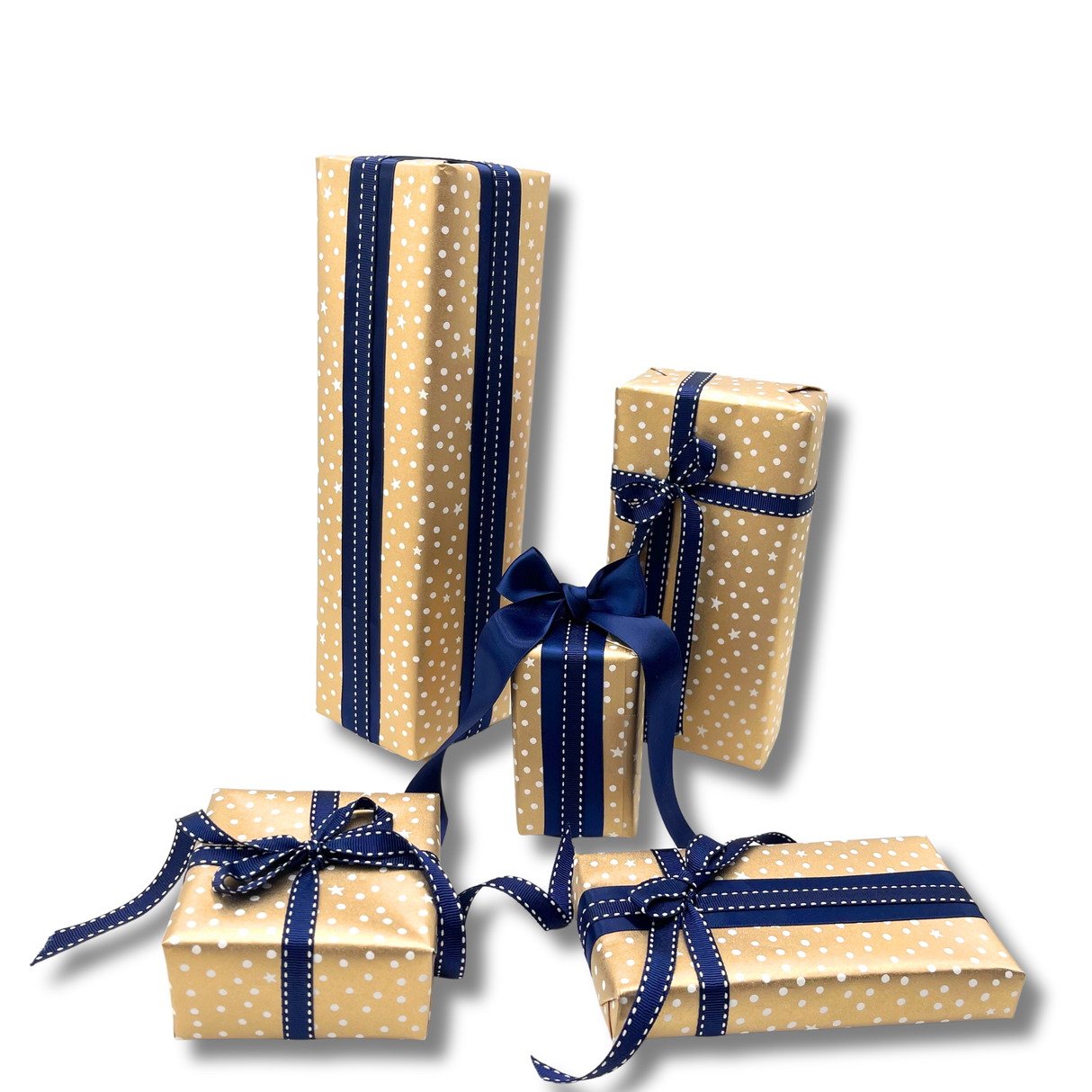 Starry Night Gold Gift Wrapping Paper – 80gsm, 60cm Wide | Festive Christmas Wrap