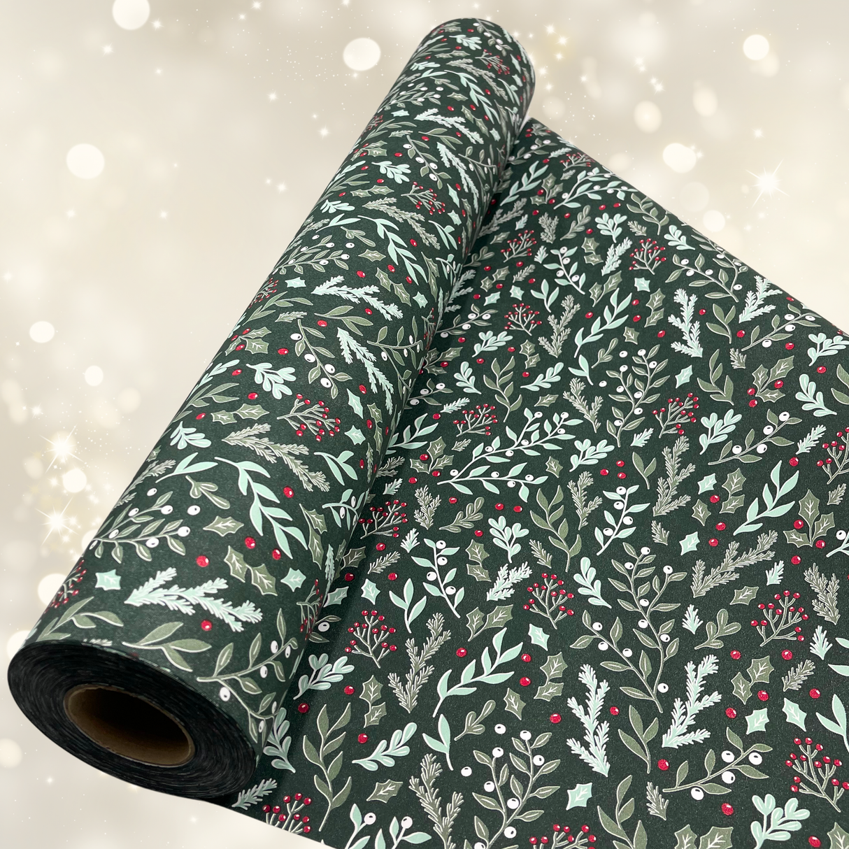 Xmas Foliage Gift Wrapping Paper – 80gsm, 60cm Wide | Festive Christmas Wrap