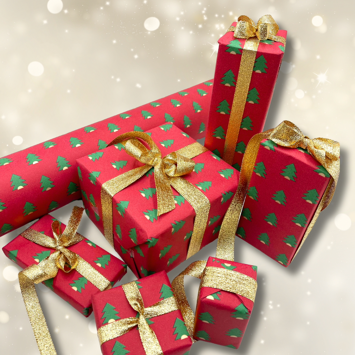 Xmas Pine Gift Wrapping Paper – 80gsm, 60cm Wide | Festive Christmas Wrap