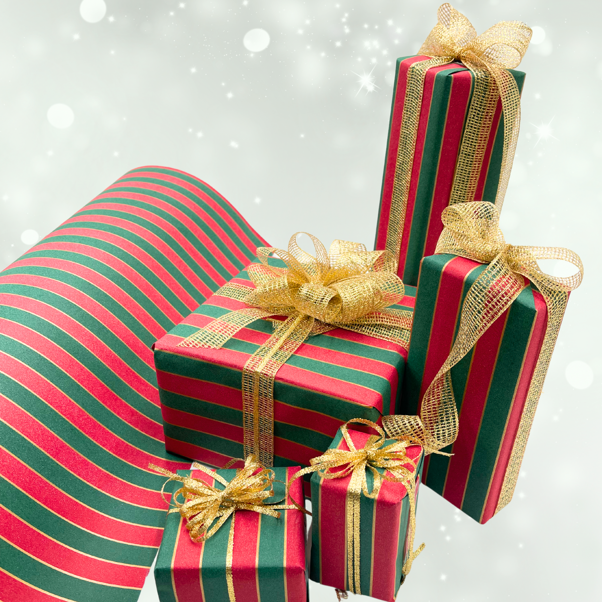 Nutcracker Stripe Gift Wrapping Paper – 80gsm, 60cm Wide | Festive Christmas Wrap