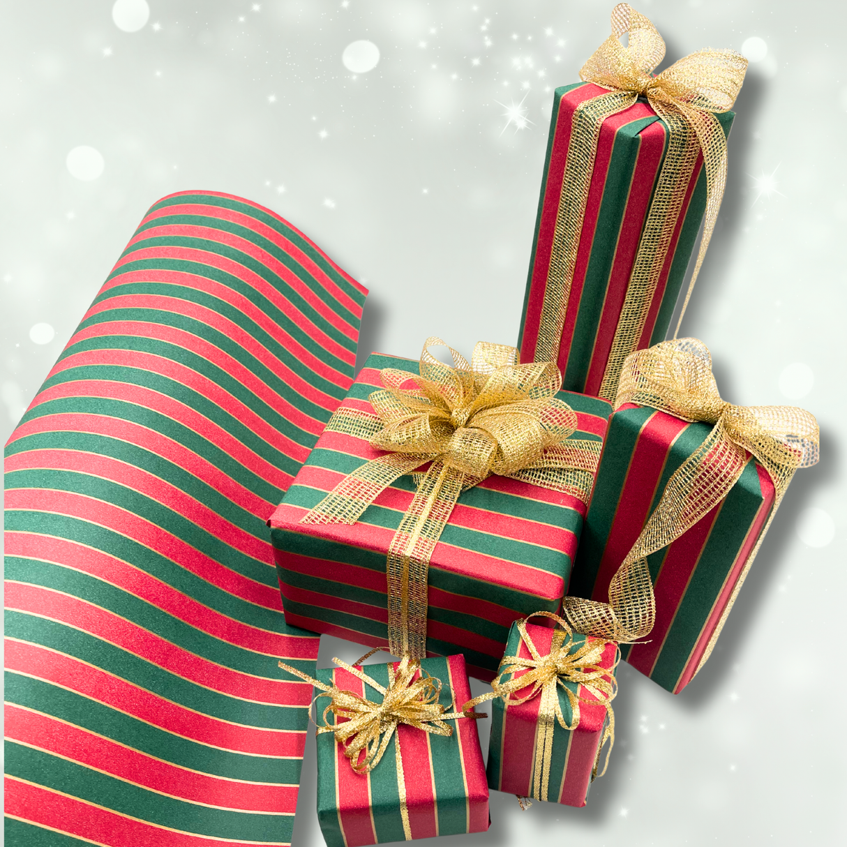 Nutcracker Stripe Gift Wrapping Paper – 80gsm, 60cm Wide | Festive Christmas Wrap
