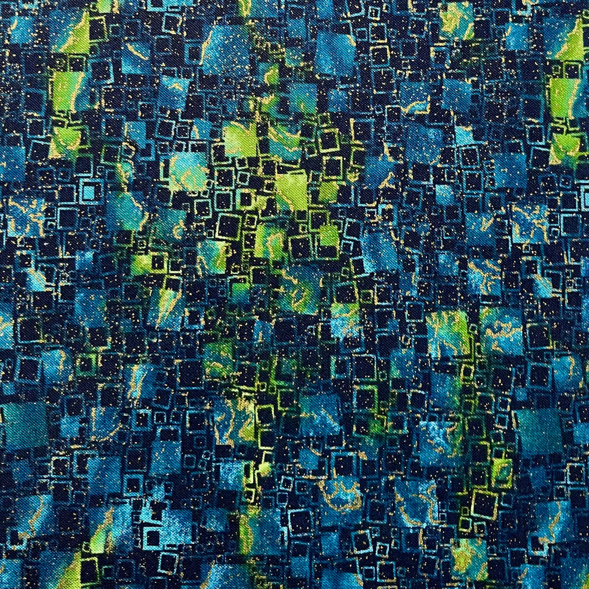 Aquamarine, Geometric fabric, Here comes the Sun, Cotton Quilting fabric by Benartex Fabrics