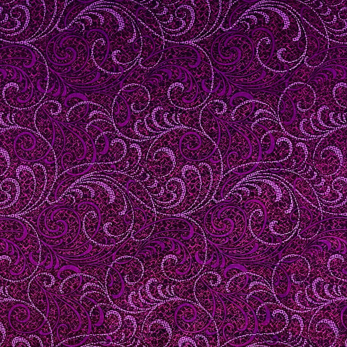 Scroll fabric, Amethyst Swirls Cotton Quilting fabric Here comes the Sun by Benartex Fabrics