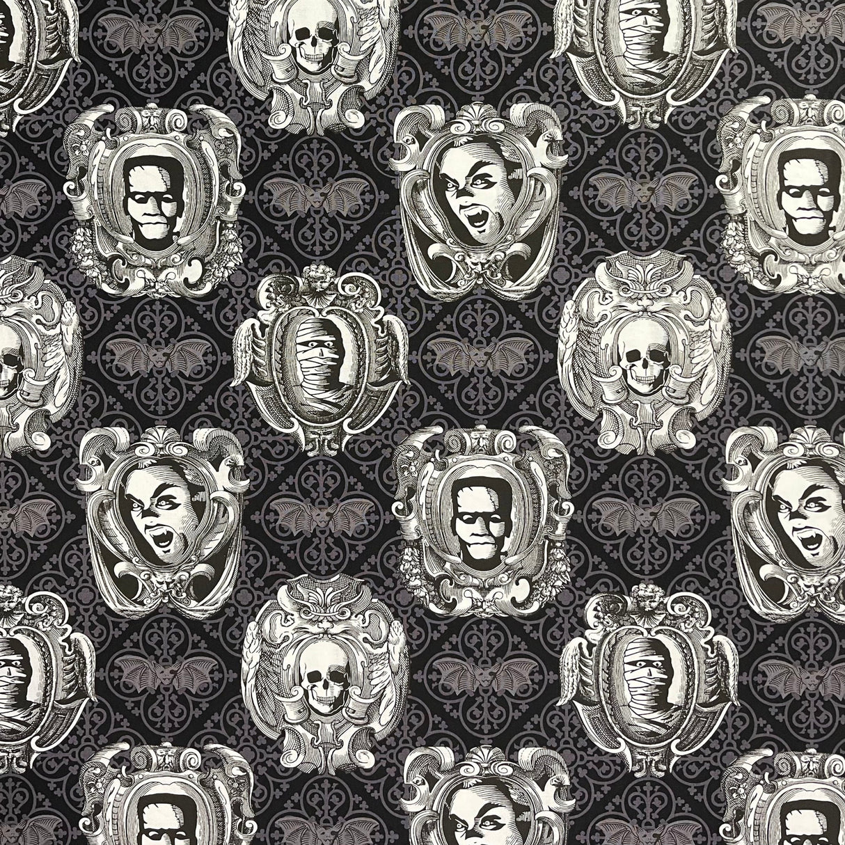 Haunted Skulls Cotton fabric Haunted Gallery Fabric Michael Miller 6635-Gray