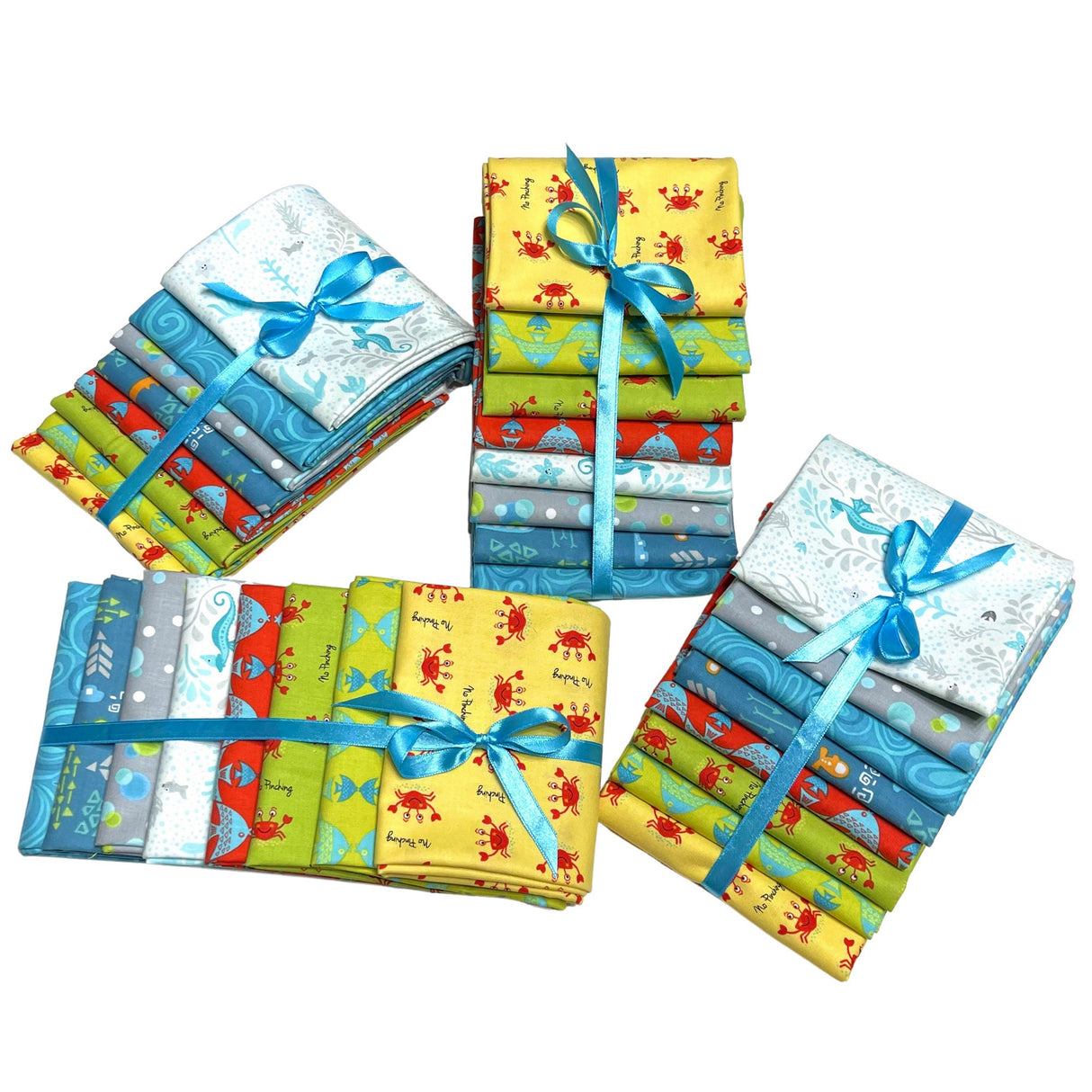 Fat Quarter Sea life, seahorses, waves, crabs, fish Fabric Bundle of 8FQ cotton fabric