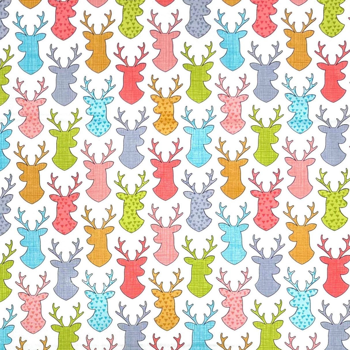 Reindeer heads fabric, Cotton Timeless Treasures animal Silhouettes TT-C4446.white